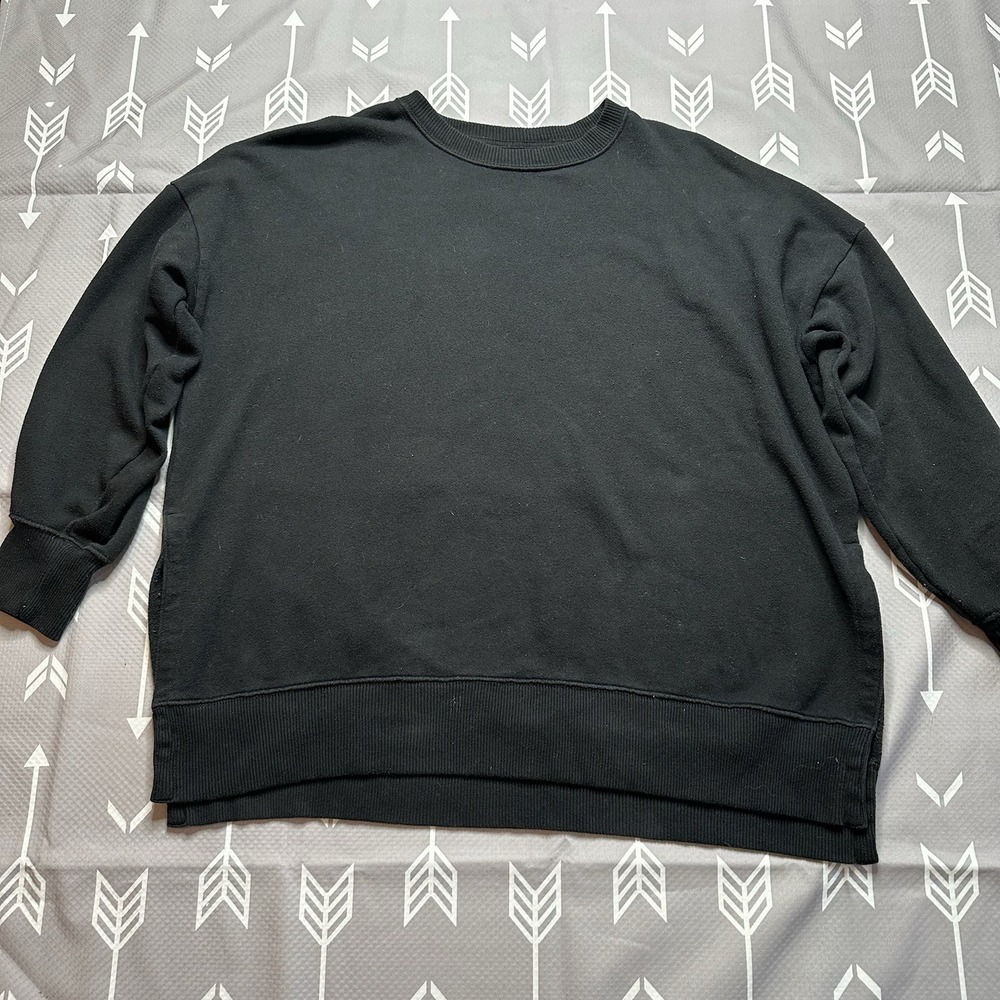 Aerie Oversized Men's Sweater Sz L Crew Neck Pull On Long Sleeves Black